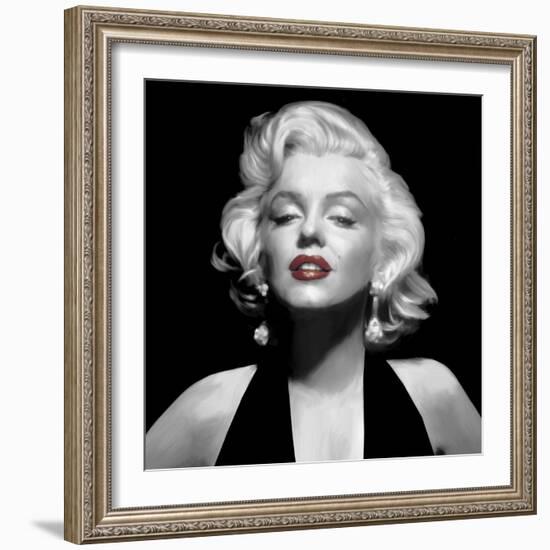 Halter Top Marilyn Red Lips-null-Framed Art Print