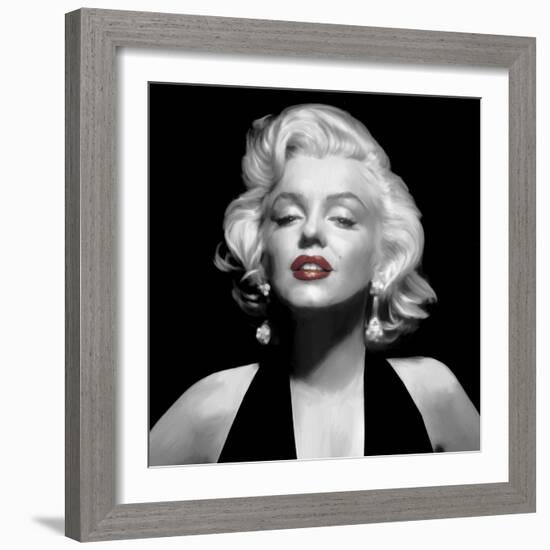 Halter Top Marilyn Red Lips-null-Framed Art Print