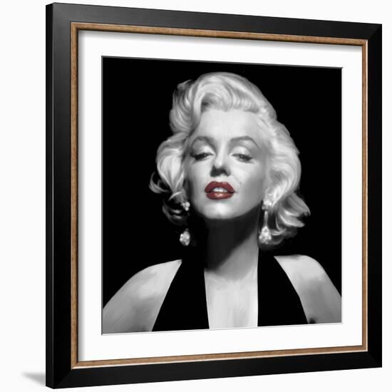 Halter Top Marilyn Red Lips-null-Framed Art Print