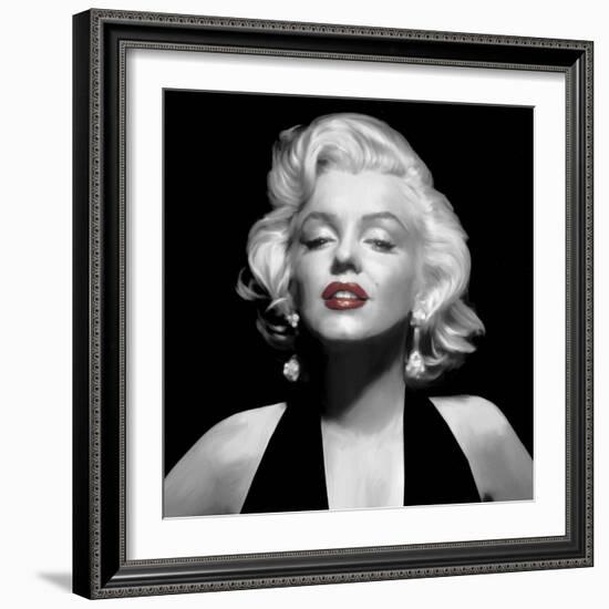 Halter Top Marilyn Red Lips-null-Framed Art Print