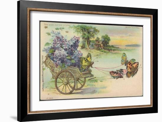 Haltgegendaslicht Litho Schmetterlinge, Blumenwagen, Kitsch, Meteor Drgm 88690-null-Framed Giclee Print