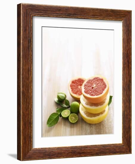 Halved Grapefruits and Limes-Louise Lister-Framed Photographic Print