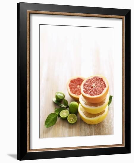 Halved Grapefruits and Limes-Louise Lister-Framed Photographic Print