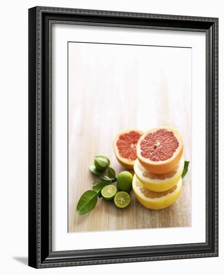 Halved Grapefruits and Limes-Louise Lister-Framed Photographic Print