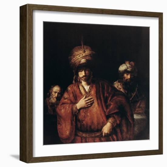 Haman Recognizes His Fate, C1665-Rembrandt van Rijn-Framed Giclee Print