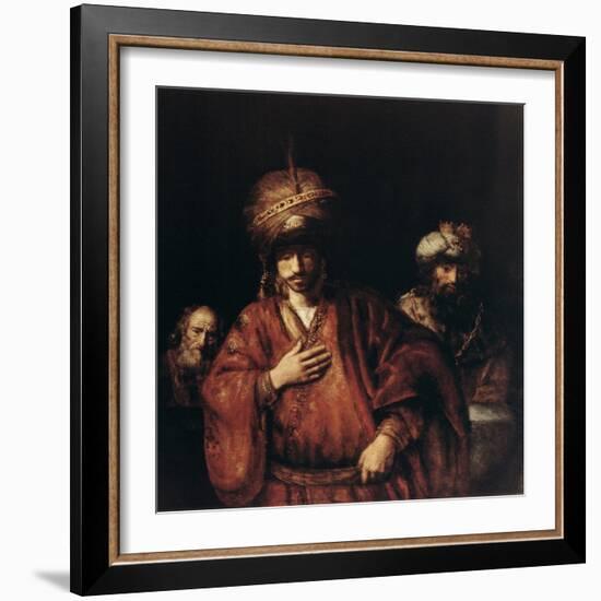 Haman Recognizes His Fate, C1665-Rembrandt van Rijn-Framed Giclee Print