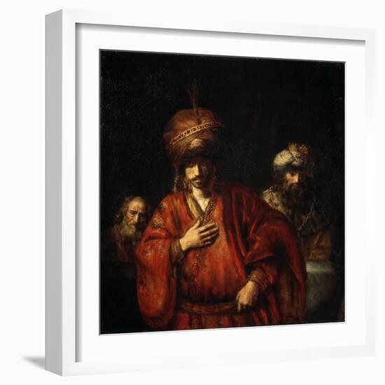 Haman Recognizes His Fate (David and Uria), 1665-Rembrandt van Rijn-Framed Giclee Print