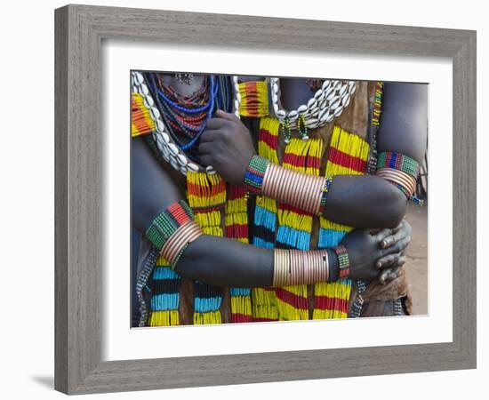 Hamar tribe, people in traditional clothing, Hamar Village, South Omo, Ethiopia-Keren Su-Framed Photographic Print