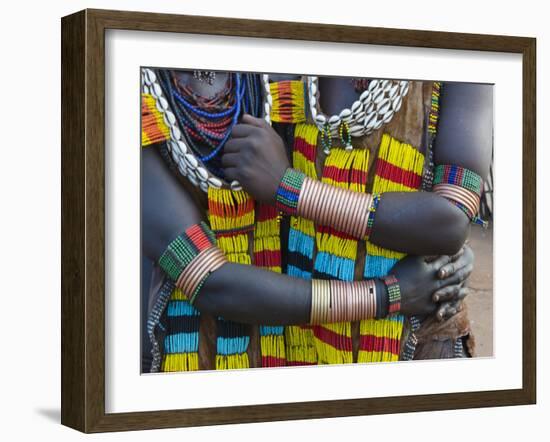 Hamar tribe, people in traditional clothing, Hamar Village, South Omo, Ethiopia-Keren Su-Framed Photographic Print