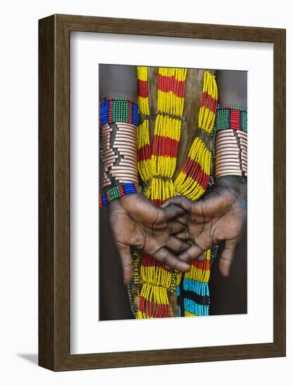 Hamar tribe, woman in traditional clothing, Hamar Village, South Omo, Ethiopia-Keren Su-Framed Photographic Print