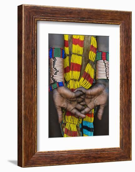 Hamar tribe, woman in traditional clothing, Hamar Village, South Omo, Ethiopia-Keren Su-Framed Photographic Print