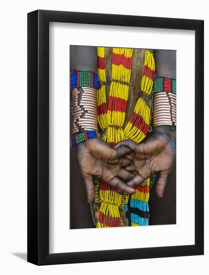 Hamar tribe, woman in traditional clothing, Hamar Village, South Omo, Ethiopia-Keren Su-Framed Photographic Print