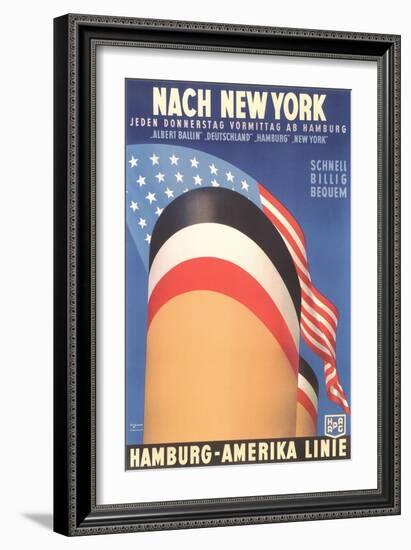 Hamburg America Line, Ship Funnel-null-Framed Art Print