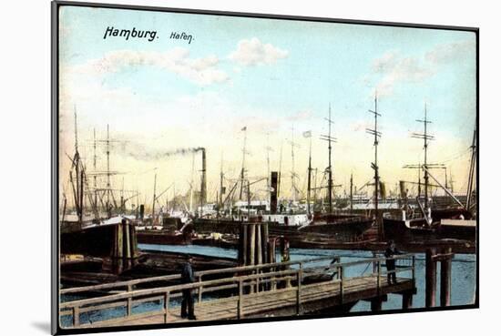 Hamburg, Blick Zum Hafen, Segelschiffe, Passanten-null-Mounted Giclee Print