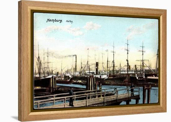 Hamburg, Blick Zum Hafen, Segelschiffe, Passanten-null-Framed Premier Image Canvas