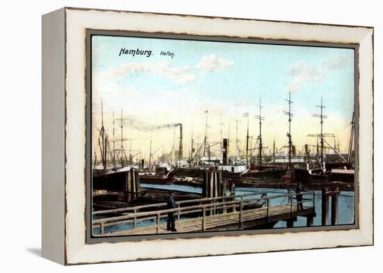 Hamburg, Blick Zum Hafen, Segelschiffe, Passanten-null-Framed Premier Image Canvas