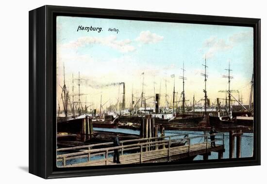 Hamburg, Blick Zum Hafen, Segelschiffe, Passanten-null-Framed Premier Image Canvas