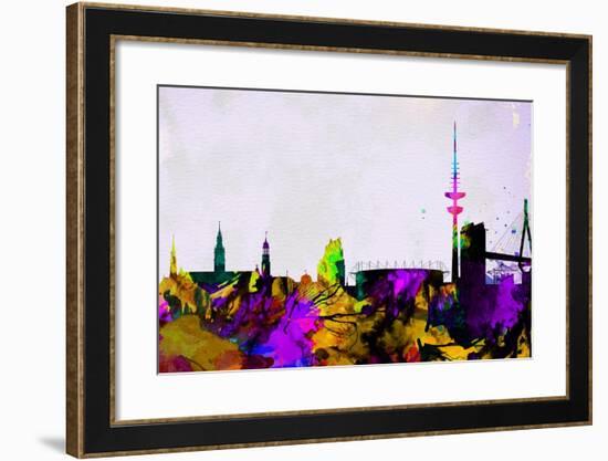 Hamburg City Skyline-NaxArt-Framed Art Print