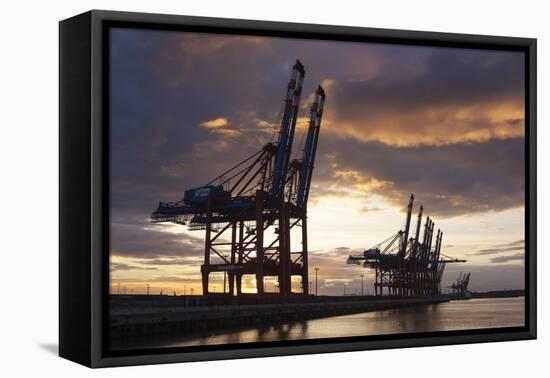 Hamburg, Container Terminal, Harbour Cranes-Catharina Lux-Framed Premier Image Canvas