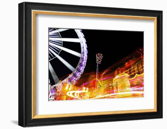 Hamburg Dom, Carousel, Amusement Ride, Motion, Dynamic-Axel Schmies-Framed Photographic Print