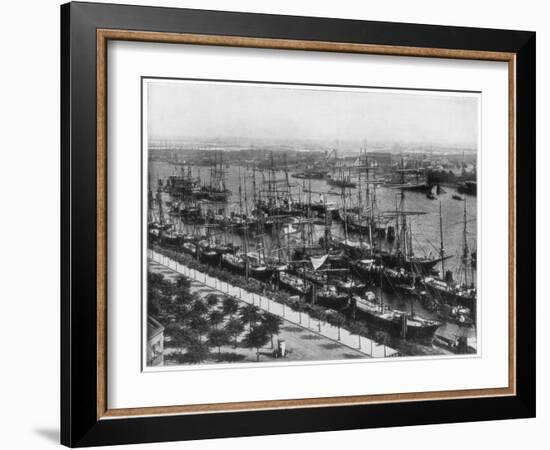 Hamburg Harbour, Germany, Late 19th Century-John L Stoddard-Framed Giclee Print