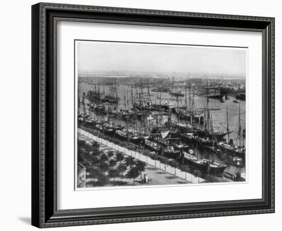 Hamburg Harbour, Germany, Late 19th Century-John L Stoddard-Framed Giclee Print