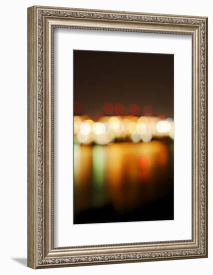 Hamburg Harbour in the Evening, Lights, Hamburg, Germany, Europe-Axel Schmies-Framed Premium Photographic Print