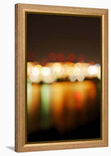 Hamburg Harbour in the Evening, Lights, Hamburg, Germany, Europe-Axel Schmies-Framed Premier Image Canvas