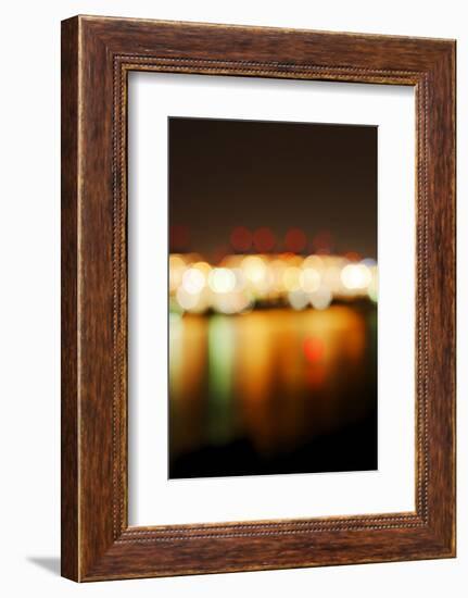 Hamburg Harbour in the Evening, Lights, Hamburg, Germany, Europe-Axel Schmies-Framed Photographic Print