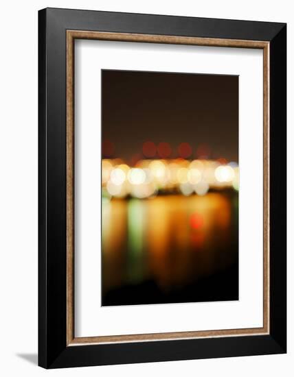 Hamburg Harbour in the Evening, Lights, Hamburg, Germany, Europe-Axel Schmies-Framed Photographic Print