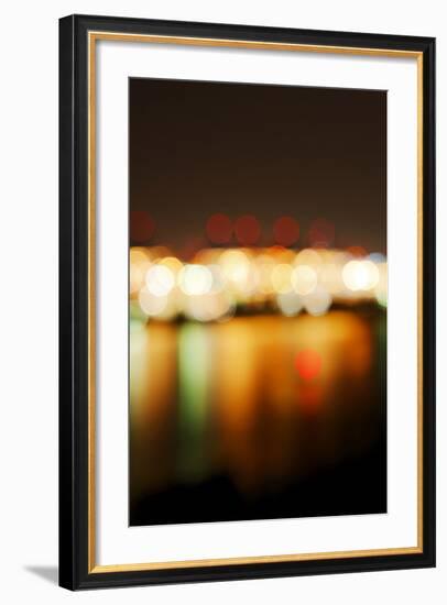 Hamburg Harbour in the Evening, Lights, Hamburg, Germany, Europe-Axel Schmies-Framed Photographic Print