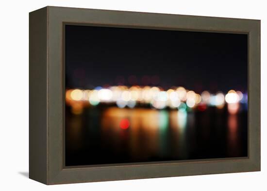Hamburg Harbour in the Evening, Lights, Hamburg, Germany, Europe-Axel Schmies-Framed Premier Image Canvas