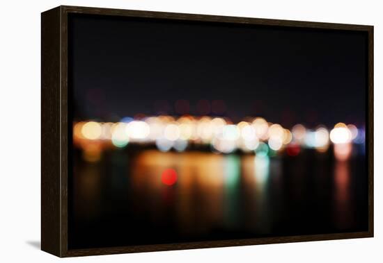 Hamburg Harbour in the Evening, Lights, Hamburg, Germany, Europe-Axel Schmies-Framed Premier Image Canvas