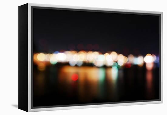 Hamburg Harbour in the Evening, Lights, Hamburg, Germany, Europe-Axel Schmies-Framed Premier Image Canvas