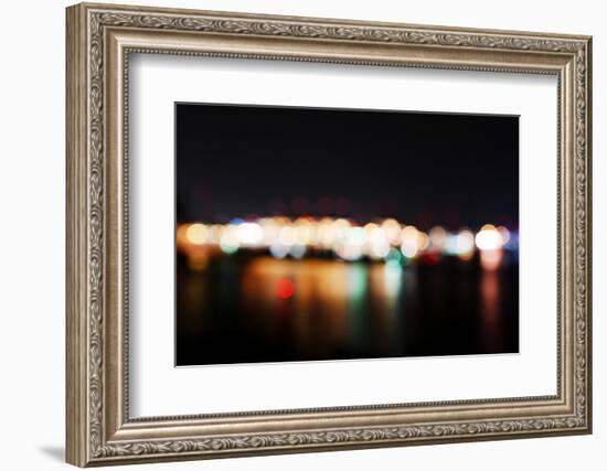 Hamburg Harbour in the Evening, Lights, Hamburg, Germany, Europe-Axel Schmies-Framed Photographic Print