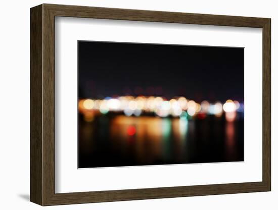 Hamburg Harbour in the Evening, Lights, Hamburg, Germany, Europe-Axel Schmies-Framed Photographic Print