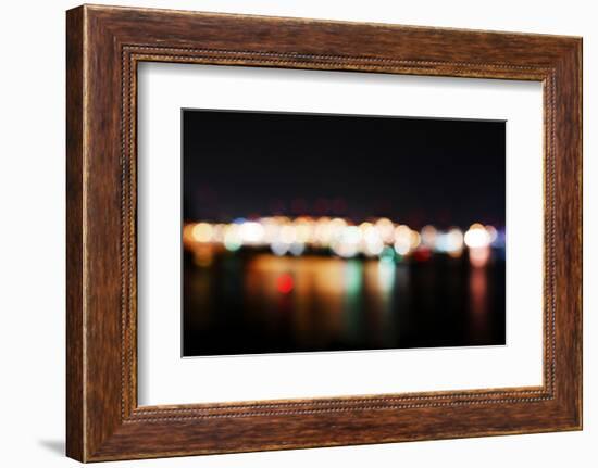 Hamburg Harbour in the Evening, Lights, Hamburg, Germany, Europe-Axel Schmies-Framed Photographic Print