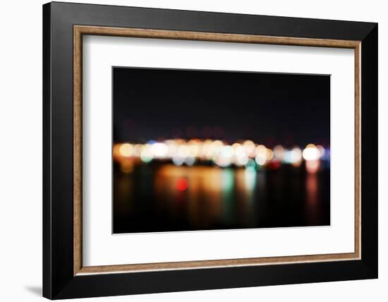 Hamburg Harbour in the Evening, Lights, Hamburg, Germany, Europe-Axel Schmies-Framed Photographic Print