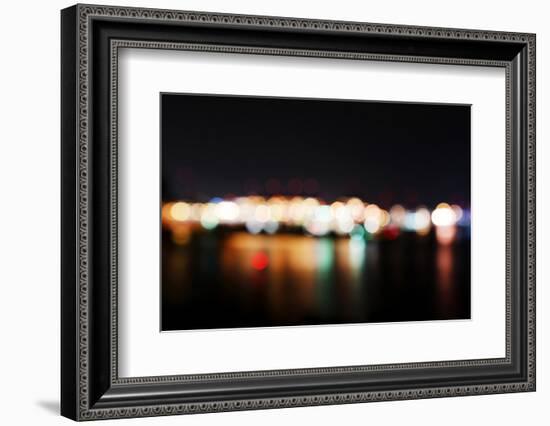 Hamburg Harbour in the Evening, Lights, Hamburg, Germany, Europe-Axel Schmies-Framed Photographic Print