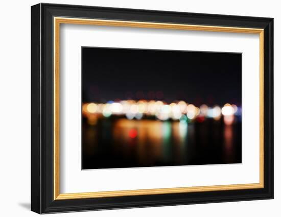 Hamburg Harbour in the Evening, Lights, Hamburg, Germany, Europe-Axel Schmies-Framed Photographic Print