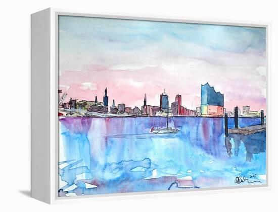 Hamburg Harbour Skyline and Elbe Philharmonic Hall-Markus Bleichner-Framed Stretched Canvas