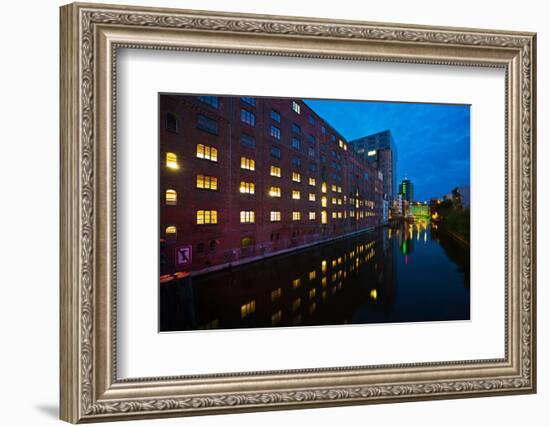 Hamburg, Harburg Channel, Dusk-Thomas Ebelt-Framed Photographic Print