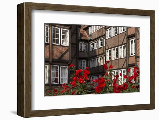 Hamburg, Neanderstrasse, Half-Timbered Houses, Facades, Flowers-Catharina Lux-Framed Photographic Print