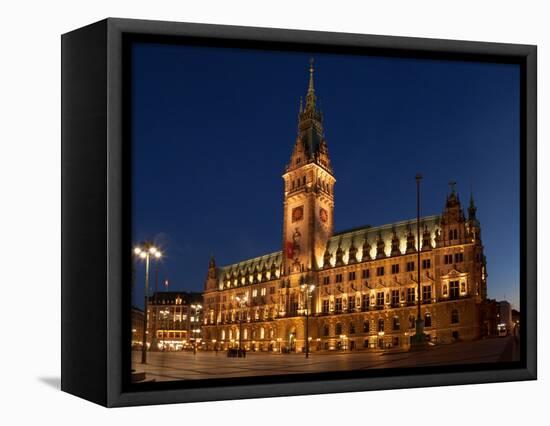 Hamburg, Panorama, City Hall Market, in the Evening-Catharina Lux-Framed Premier Image Canvas