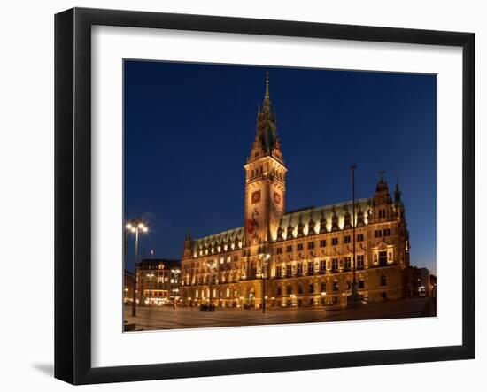 Hamburg, Panorama, City Hall Market, in the Evening-Catharina Lux-Framed Photographic Print