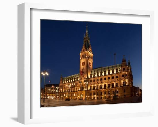 Hamburg, Panorama, City Hall Market, in the Evening-Catharina Lux-Framed Photographic Print