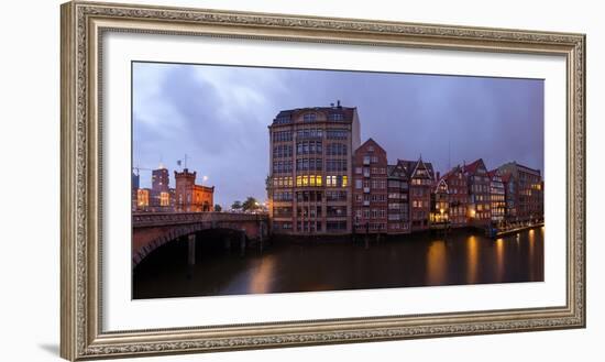 Hamburg, Panorama, Historical Deichstrasse, Nikolaifleet, in the Evening-Catharina Lux-Framed Photographic Print