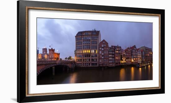 Hamburg, Panorama, Historical Deichstrasse, Nikolaifleet, in the Evening-Catharina Lux-Framed Photographic Print