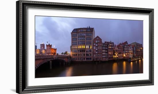 Hamburg, Panorama, Historical Deichstrasse, Nikolaifleet, in the Evening-Catharina Lux-Framed Photographic Print