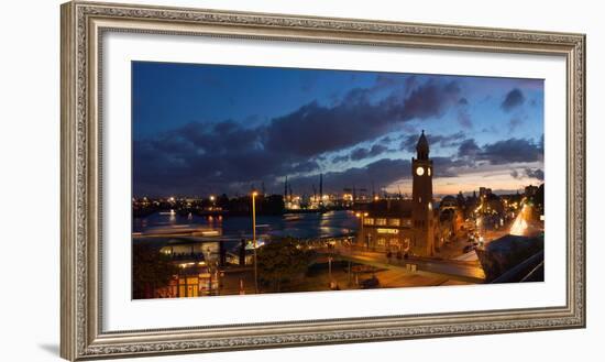 Hamburg, Panorama, Landing Stages, in the Evening-Catharina Lux-Framed Photographic Print